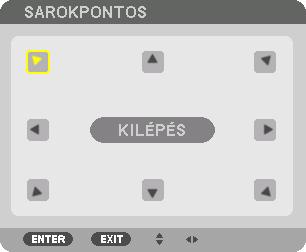 5. Nyomja meg a gombot a [SAROKPONTOS]-hoz mozgatásához, majd nyomja meg az ENTER gombot. 3. Convenient Features Az ábrán kiválasztott ikon ( ) a bal felső saroknak felel meg.