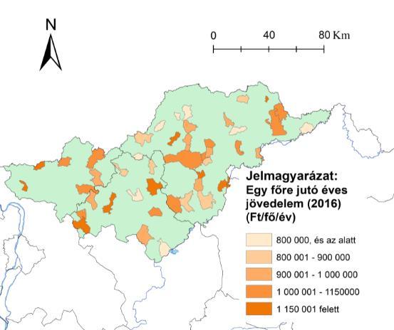 Egy főre jutó jövedelem az Észak-magyarországi régió