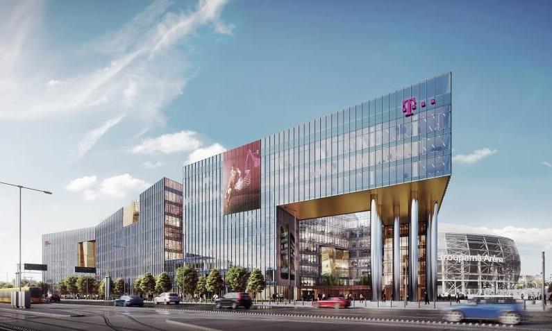 A Magyar Telekom új székháza az ország egyik legmodernebb irodaházaként, kiemelkedő építészeti megoldásokkal, valamint környezettudatos, fenntarthatósági szempontokon alapuló