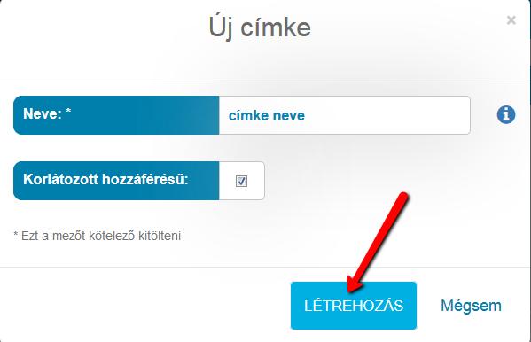 ábra Címkék hozzárendelése egy szabályhoz Az Új címke létrehozása gombra kattintva ezen a felületen is hozhatunk létre címkét.