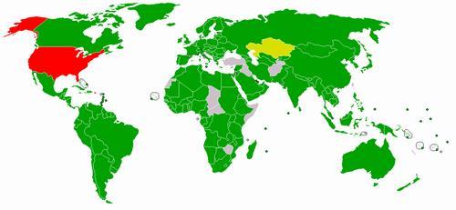 A környezetvédelem negyedik korszaka 1992-2002 2007-ig zöld: aláírta, ratifikálta; sárga: