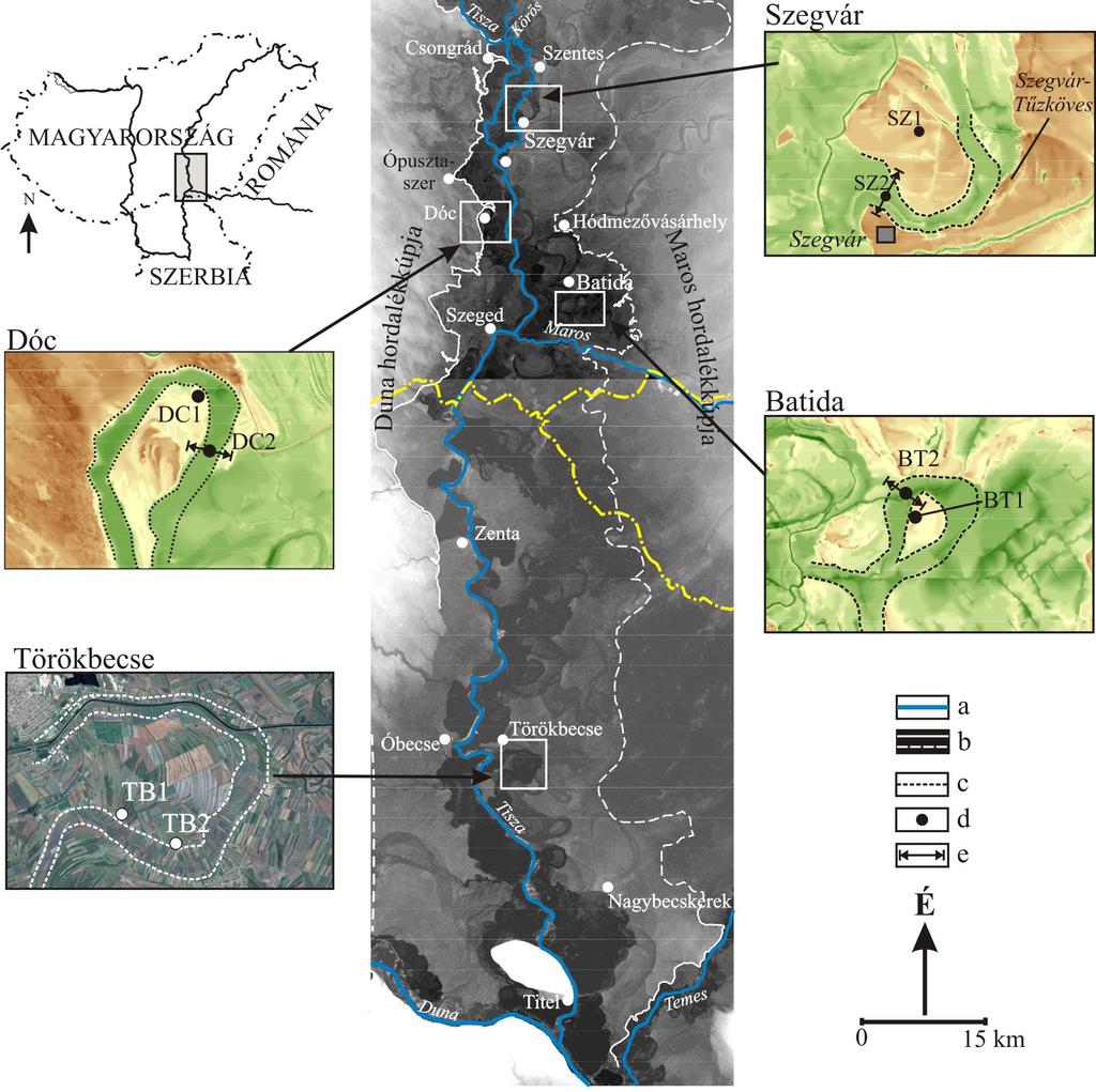 A Csúrogtól délkeletre fekvő paleo-meder kanyarulataink mérete alapján a mai Tisza medréhez hasonló (R c : 800 m; L: 2400 m; H: 1850 m), szélessége (W: 150-170 m) is megegyezik a Tiszáéval.