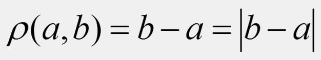 Az a < b valós számok távolságán a számegyenes a és b pontjainak