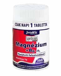 Jutavit Magnézium + B 6 + D 3 tabletta, 50 db Jól hasznosuló, magas hatóanyagtartalommal (250mg magnézium) az izmok