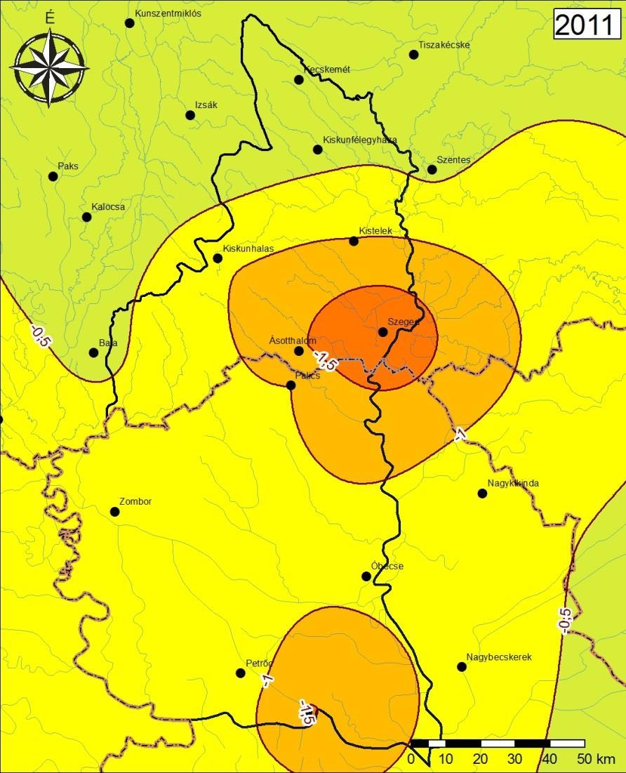 EREDMÉNYEK Referencia időszakok: 1961 1987 1988 2012 1961 2012 Nyári hónapok (jún, júl, aug) Vegetációs