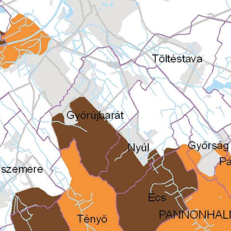 Győrújbarát rendezési terv módosítás / Msz: 16079/ - 16 - Győrújbarát közigazgatási területén a következő műszaki infrastruktúra-hálózatokat és egyedi építményeket jelöli a megyei terv.