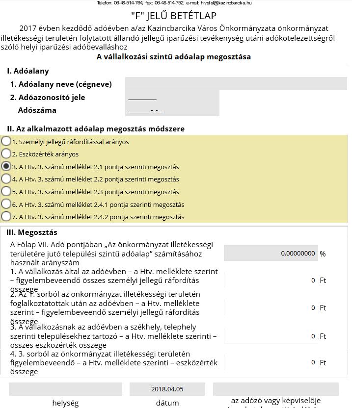 A megosztási arány a beírt