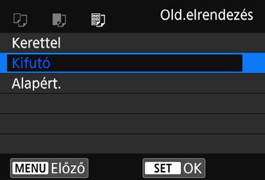 U Az oldalelrendezés beállítása Válassza ki a megfelelő oldalelrendezést, és nyomja meg a<0> gombot. Újra megjelenik a nyomtatásbeállító képernyő. Kerettel Kifutó xx-szeres Alapért.