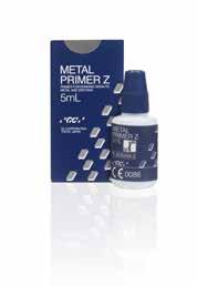 Az esztétikum megalapozása GC Metal Primer Z: Egylépéses rezin-fém bondanyag A Metal Primer Z (Metal Primer II utódja) még erősebb kötét hoz létre a fémvázak és bármely rezinbázisú anyag között.
