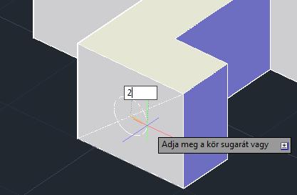 7. ábra: Furat alapját képező kör kialakítása a segédvonal segítségével 8.