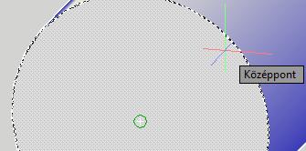 12. ábra: Kör középpontjának kijelölése 13. ábra: Horony alapja. A kihúzandó felület a körlap és a téglalap metszete. 14.