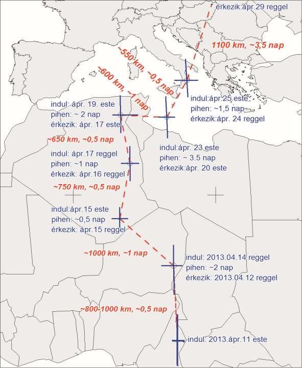 Partifecske, 7GD, tojó Ősz: 4557 km 18 nap Tavaszi: