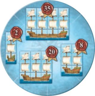 Győzelmi pont az elkészült hajókért Elkészült hajók A játékos minden elkészített hajójáért a hajó nagyságától függően kap győzelmi pontokat: 1-es hajó: győzelmi pont -es hajó: 8 győzelmi pont -as