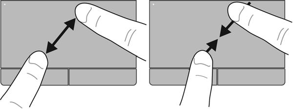MEGJEGYZÉS: MEGJEGYZÉS: A görgetés sebességét az ujjak mozdításának sebessége határozza meg. A kétujjas görgetés gyárilag engedélyezve van.