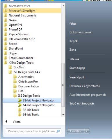 Projekt létrehozása (1) Xilinx ISE 14.