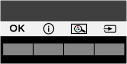 A funkciógombok hozzárendelése A három funkciógomb bármelyikének megnyomása aktiválja a gombokat, és megjeleníti a gomb feletti ikonokat. A gyári beállítások gomb ikonjai és funkciói alább láthatók.