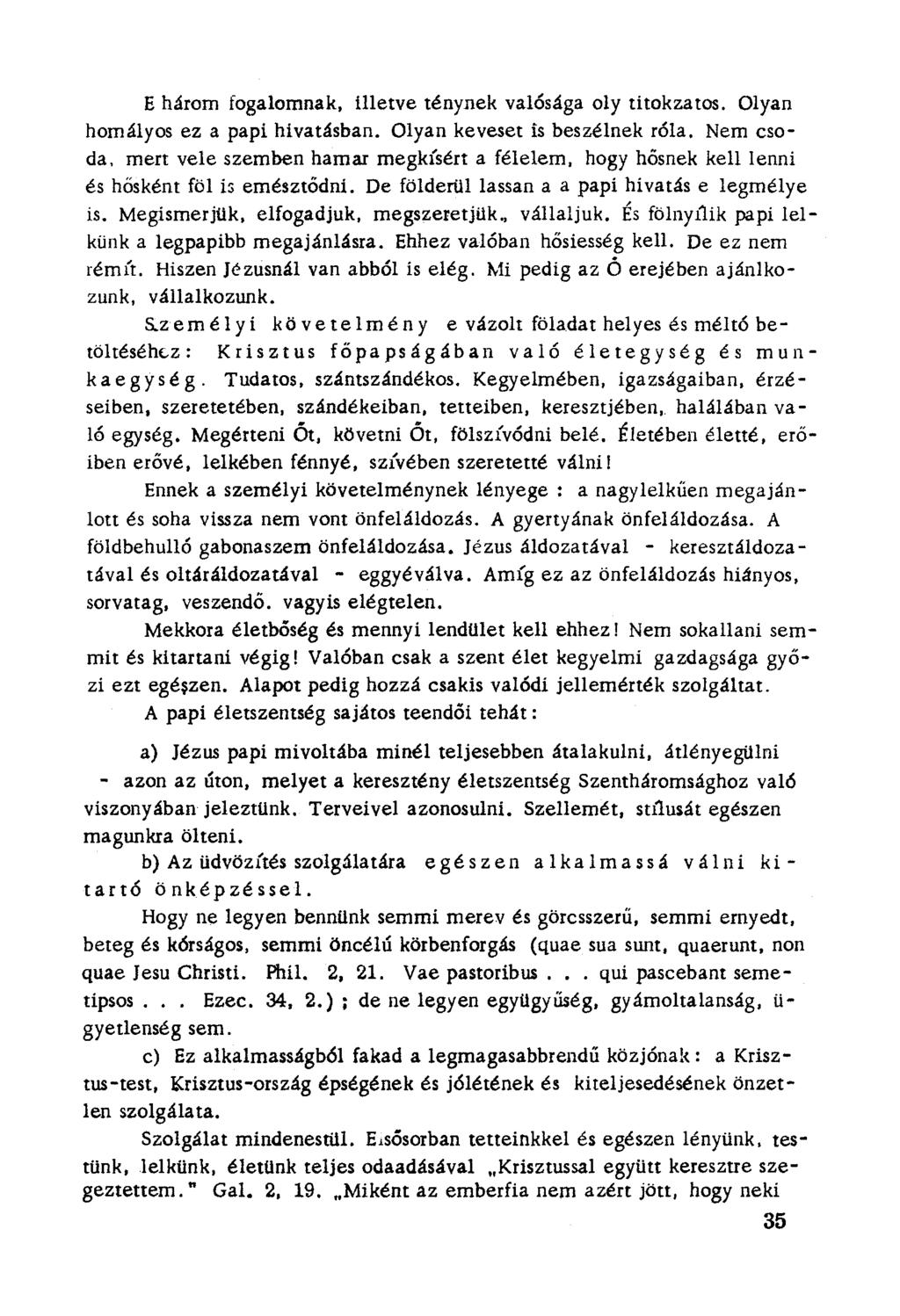 E három fogalomnak, illetve ténynek valósága oly titokzatos. Olyan homályos ez a papi hivatásban. Olyan keveset is beszélnek róla.