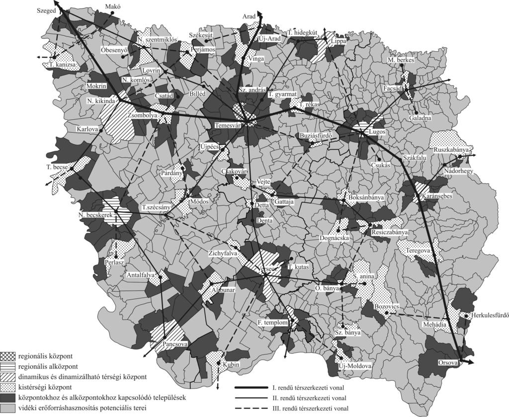 mennyisége és településen belüli városi szerepkörök súlya itt sem állt összhangban egymással, így elméleti vonzáskörzeteik is torzultak a XIX. század végére.