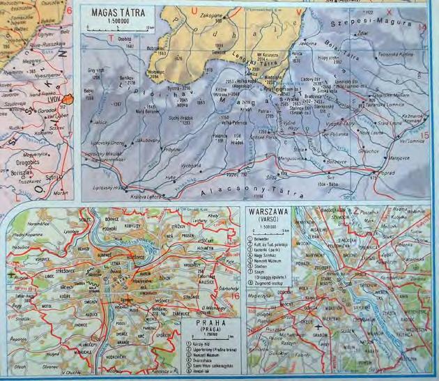 A következő négy oldalpáron Magyarország közigazgatási térképe található négy részre osztva.