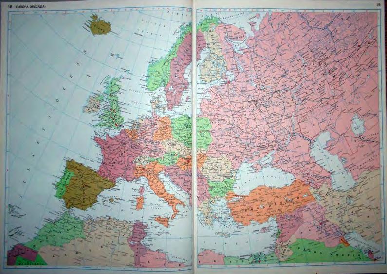 21. ábra. Európa országai gyar atlaszkiadványban még nem jelent meg (Martinovich, 1981).