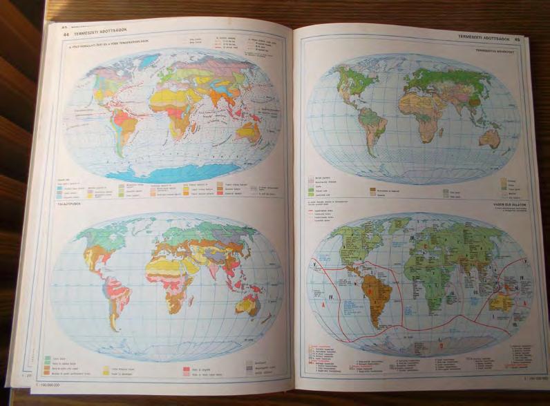 Az atlasz következő nagy részét alkotják a tematikus térképek. Összesen 88 ilyen van. Ezek méretaránya 1 : 190 000 000 vagy 1 : 270 000 000. A térképek Baranyi IV.
