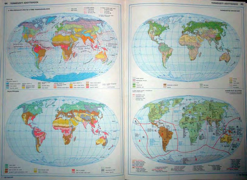 A térképek első csoportja a természeti adottságokat mutatja be. Ezek: Geológia; Geomorfológia; Földrengések; Évi napfénytartam; Januári csapadék, uralkodó szélirányok; Természetes növényzet stb. (23.