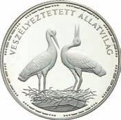 Veszélyeztetett állatvilág - fehér gólya Gefährdete Tierwelt - Weisser Storch Endangered Animals - White Stork 200 Forint Ag 500-10 g - 30 mm - 1,9 mm