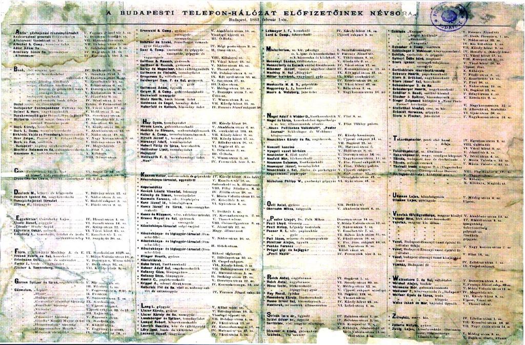 Puskás Ferencz 19 alapította Budapesten az első hazai telefontársaságot.
