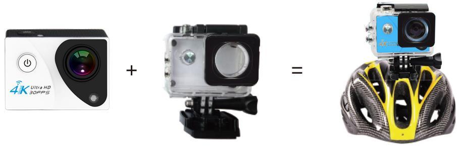 Kamera Biciklis tartókonzol/ hosszú konzol Hosszú konzol + tartó 3 Vízálló tok HASZNÁLATA 1. Helyezze be a Micro SD kártyát Vigyázat: Csak megbízható gyártóktól származó Micro SD kártyákat használjon!