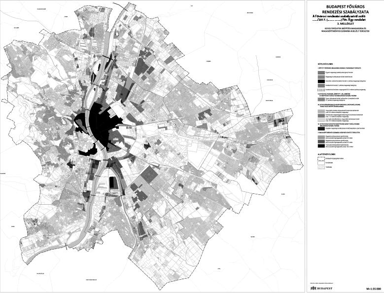 19. oldal 2. melléklet a 48/2017. (XII. 20.) Főv. Kgy. rendelethez1 3. melléklet az 5/2015. (II. 16.) Főv. Kgy. rendelethez Egyes területek beépítési magassága és magasépítmények számára kijelölt területek című, M=1:35 000 méretarányú tervlap 3.