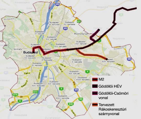 Az Előkészítési M2 - Gödöllői projektek HÉV összekötése Az M2 metró és a Gödöllői HÉV összekötése, rákoskeresztúri szárnyvonal Budapest XVI. és XVII.