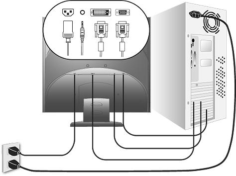 Gyors telepítés 1. Kapcsolja a tápkábelt az AC/DC (Váltóáram/Egyenáram) adapterhez. 2. Csatlakoztassa a videokábelt Győződjön meg, hogy az LCD-kijelző és a számítógép KI (OFF) van kapcsolva.