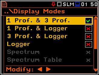 & Logger, File Info, Meter Table, GPS és Signal Generator. Egyprofilos (One Profile) megjelenítési mód Az Egy profilos (One Profile) üzemmód minden mérési üzemmódban lehetséges.