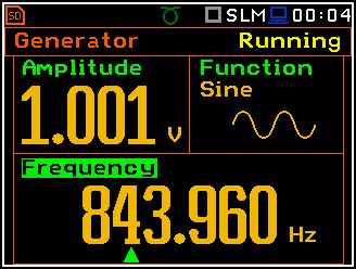 A Jel generátor (Signal Generator) be vagy kikapcsolásához a felhasználónak ki kell választania a Generator mezőt és az értékét átváltani a Leállítva pozícióról (Stopped) a Futtatásra (Running) a < >