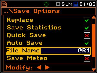 Az Automatikus mentést (Auto Save) funkció csak abban az esetben használható, ha az Integrálási periódus (Integration Period) értéke (elérési út: <Menu> / Measurement / General Settings) nem