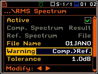 Spektrum (Ln Spectrum) ablakban, ha a zajmérés statisztikáját kell összehasonlítani.