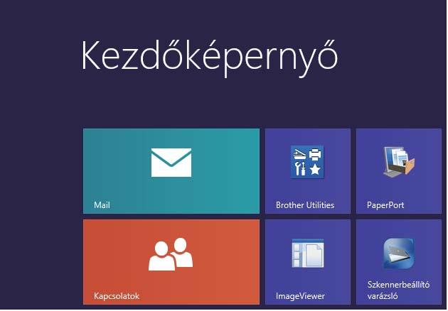 1. fejezet A Brother segédprogramok elérése (Windows 8)1 Ha olyan számítógépet vagy táblagépet használ, amin Windows 8