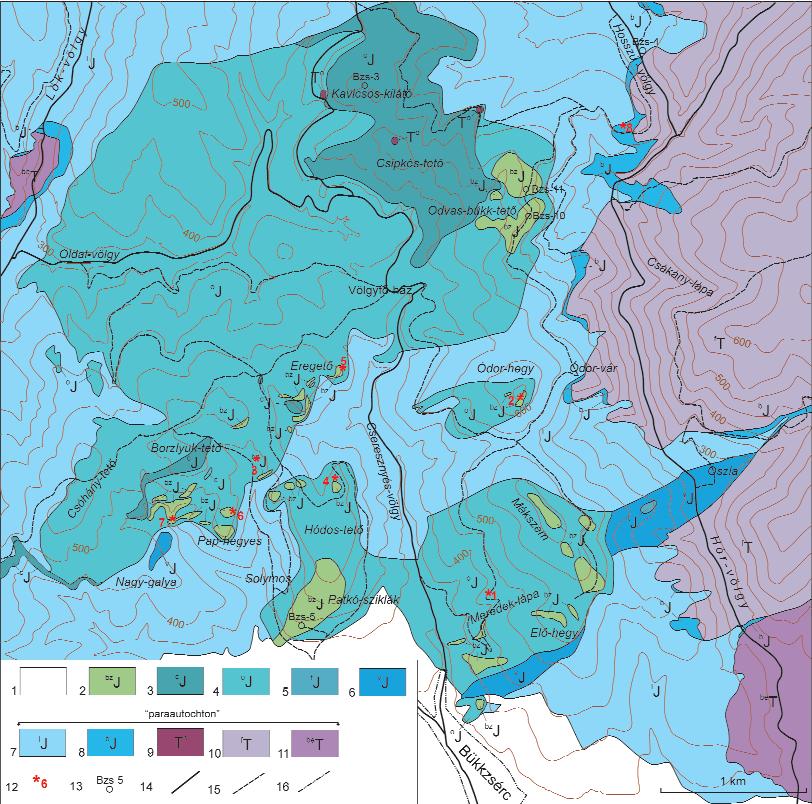 170 HAAS János et al.: A Neotethys-óceán akkréciós komplexumának maradványai Észak-Magyarországon 2. ábra. Bükkzsérc környékének földtani térképe (LESS et al.