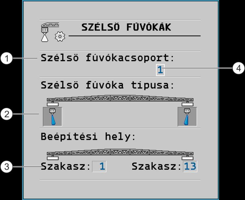 7 A vezérlő számítógép konfigurálása Szélső határoló fúvókák 7.9.