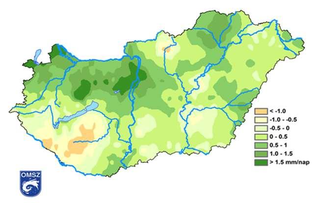 A klímaváltozás ösztönző forgatókönyvei Budapest belterület állomás órás csapadékösszegeinek visszatérési értékei (mm) A nyári átlagos