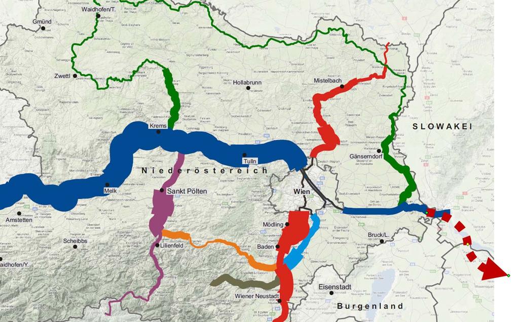 10. ábra Az alsó ausztriai EuroVelo forgalma (kék színnel) alapul vehető a hazai szakaszok várható forgalmának megbecsléséhez 4.