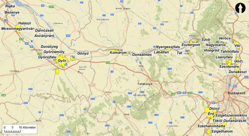 Budapest déli határától a főváros agglomerációban: Dunaharaszti Szigetszentmiklós Szigethalom Tököl Halásztelek Diósd Érd Százhalombatta 2. ábra Az EuroVelo6 I.