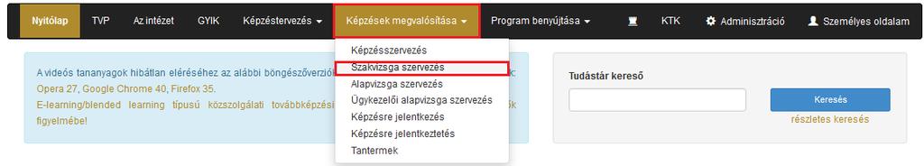 vizsgát szervez! Amennyiben a szervező az adott választható tárgyból nem szervez vizsgát, csak átirányítja a vizsgázóit másik szervezőhöz, a technikai vizsgacsoport létrehozása elhagyható.