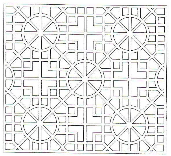 0872. modul: GEOMETRIAI TRANSZFORMÁCIÓ A pont körüli elforgatás 85 7. Ez a minta egy kínai ablakrács rajzolata. Keress rajta olyan pontokat, mely körül 90 -kal elforgatva a minta önmagába megy át!