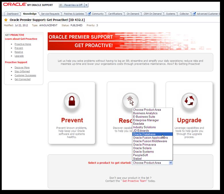 My Oracle Support Get Proactive
