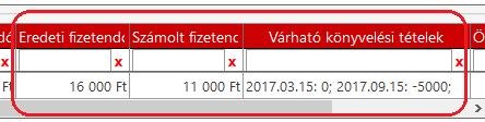 A táblában látható, hogy mi az újraszámolás eredménye, és ez alapján milyen könyvelési tételképzés várható: A program automatikusan felismeri, hogy volt-e összeg változás, és ez