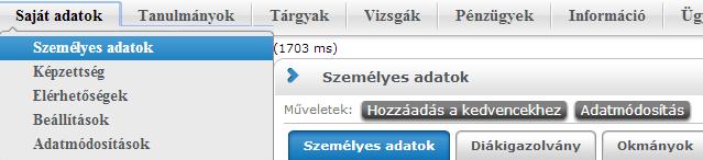 Adatok megadása Személyes adatok Habár a felvételi eljárás során megadott személyes adatok az Egyetem rendelkezésére állnak, és zömük megtalálható a Neptunban, előfordulhat, hogy a megadás óta eltelt