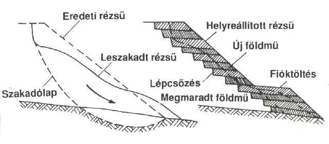 Földművek rézsűi töltés csúszás Töltésrézsű csúszás, szakadás: ha a töltés vagy bevágás nagyobb kagyló alakú tömegekben válik le.