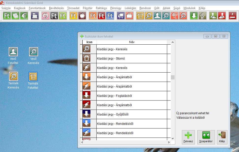 Eszközsor felvétele SzámKisker A 17-es verzióban szabadon felvehető ikon sort lehet létrehozni az eszköztárban.