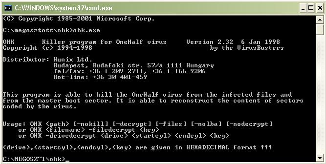 1995. OneHalf DOS vírus - a merevlemezről bootolásonként 2-2 cilinder teljes tartalmát titkosította - a merevlemez végéről indulva visszafelé haladt - nem kértek váltságdíjat, de a rongálást